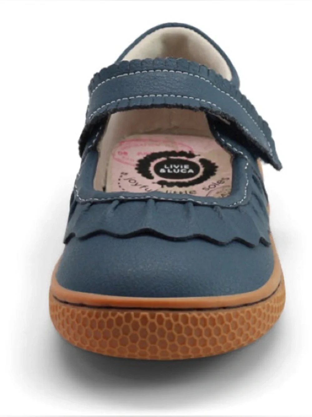 Livie & Luca Navy Mary Jane Shoes with Tan Sole